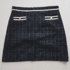 Ann Taylor Tweed Mini Skirt with Pearl Trim